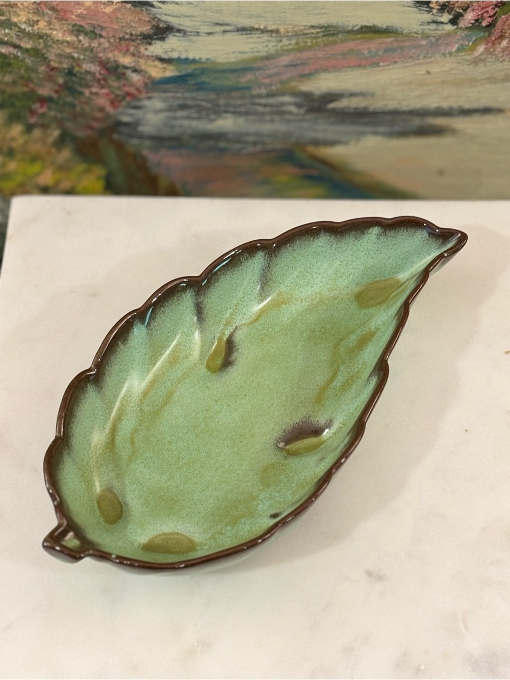 Frankoma Vintage Leaf Dish Organic Modern Cottagecore Decor